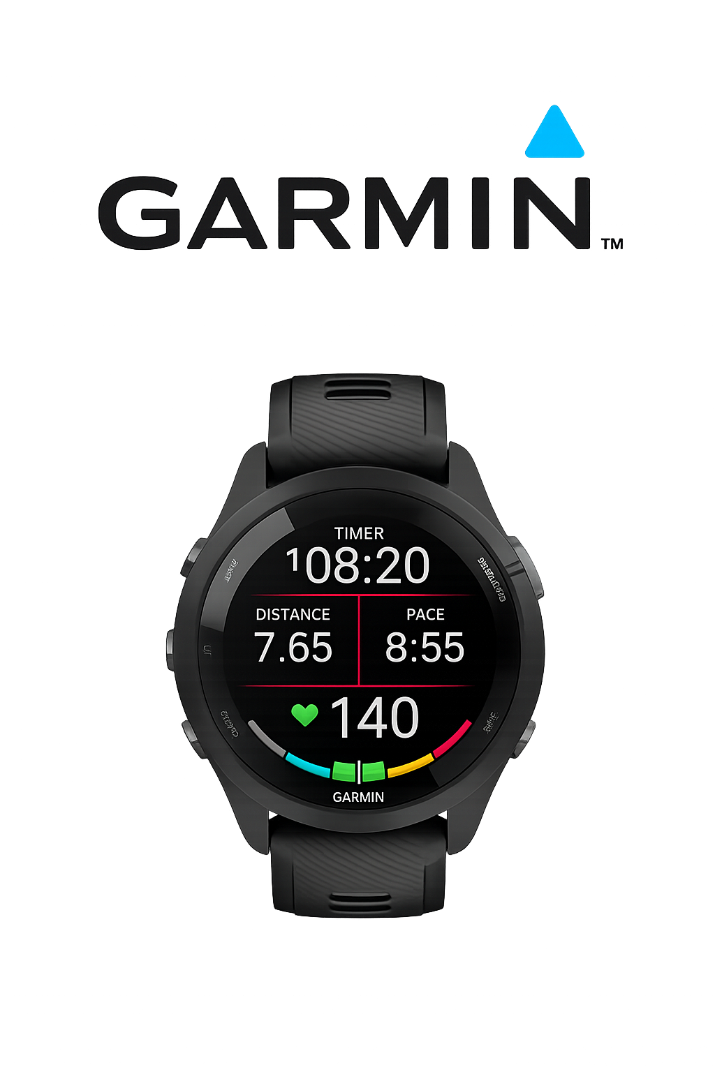 Garmin Forerunner com métricas de corrida na tela
